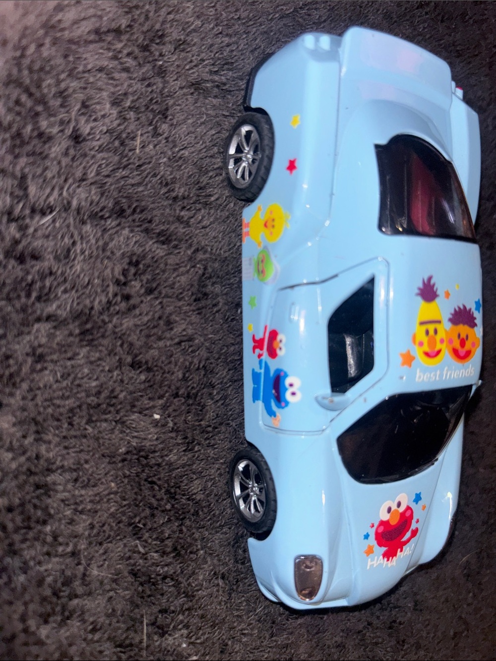 Sesame Street Light Blue Toy Car with Character Stickers